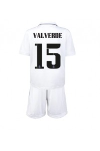 Fotbalové Dres Real Madrid Federico Valverde #15 Dětské Domácí Oblečení 2022-23 Krátký Rukáv (+ trenýrky)